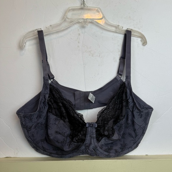 WonderBra NEW Printed Full Support Underwire Lace Top Cup Bra Plus Size 44D NWOT - Picture 4 of 15